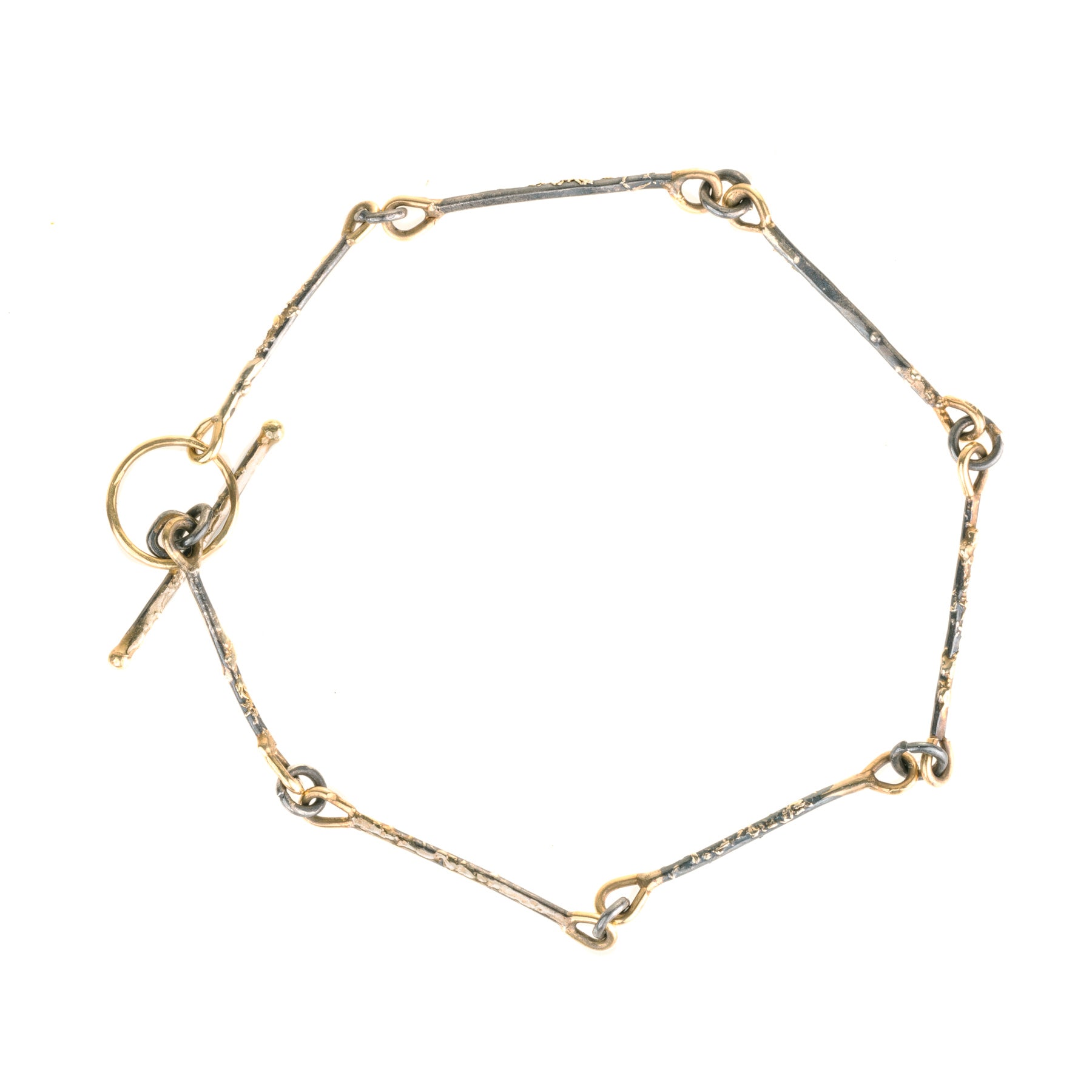 Dusted Bar + Link Bracelet - 22k Gold + Oxidized Silver - KMJ Kate Maller Jewelry Jewelry - Bracelets