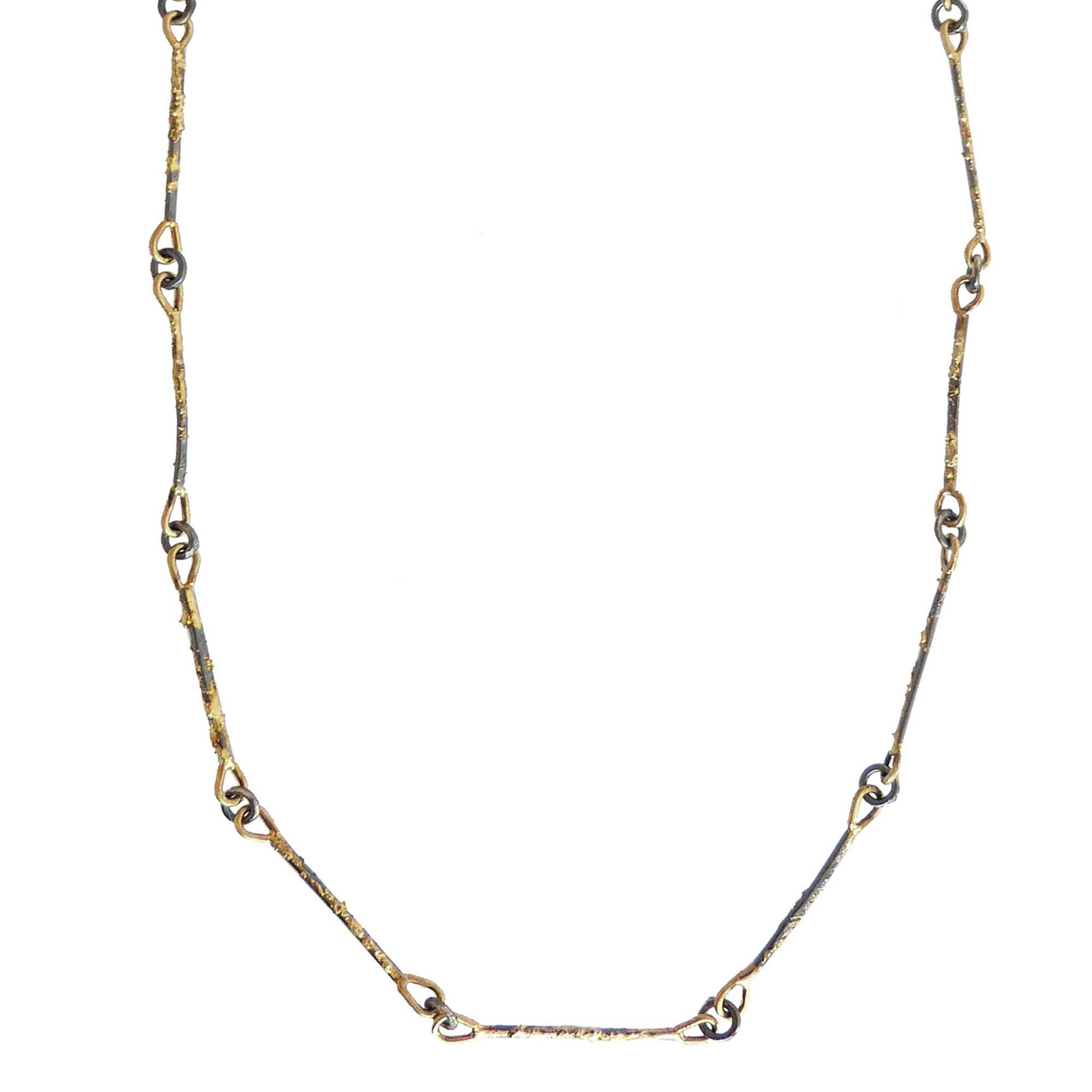 Dusted Bar + Link Necklace - 22k/14k Gold + Oxidized Silver - KMJ Kate Maller Jewelry Jewelry - Necklaces