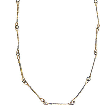 Dusted Bar + Link Necklace - 22k/18k Gold + Oxidized Silver