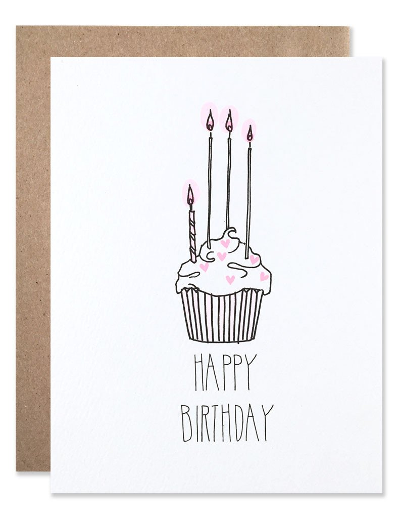 Happy Birthday Pink Cupcake Card