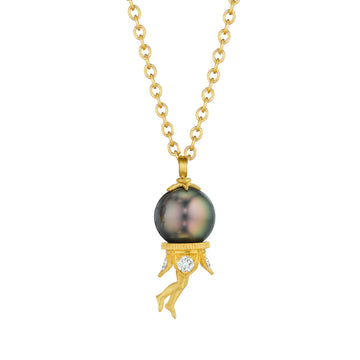 Bosch Pearl Pendant Necklace - 18ky, Tahitian Pearl + Diamonds