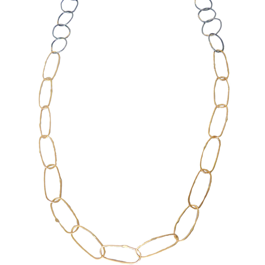 Breezy Chain Link Necklace - 18k Gold + Oxidized Silver