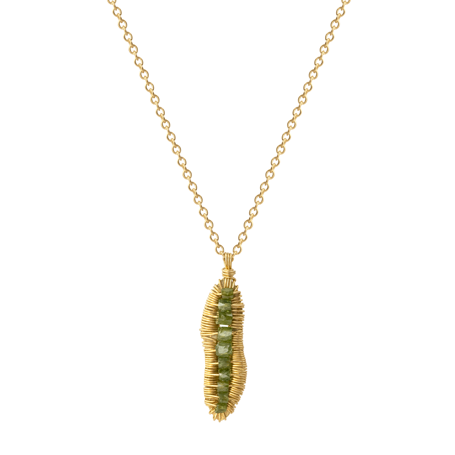 Vertical Green Diamond Pendant - 14k Gold + Green Diamond