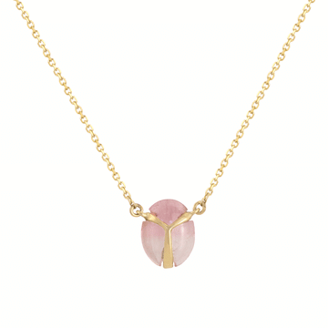 Scarab Pendant - 14k Gold + Pink-Clear Ombre Tourmaline