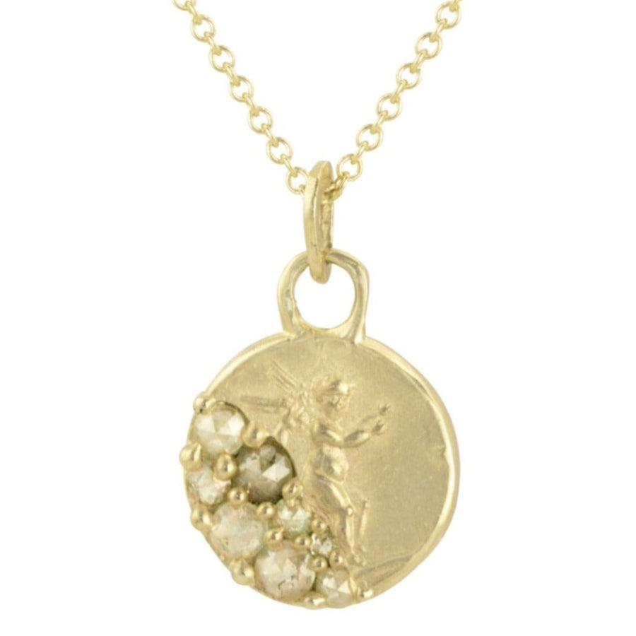 Sweet Cherub Necklace - 14k Gold + Diamonds