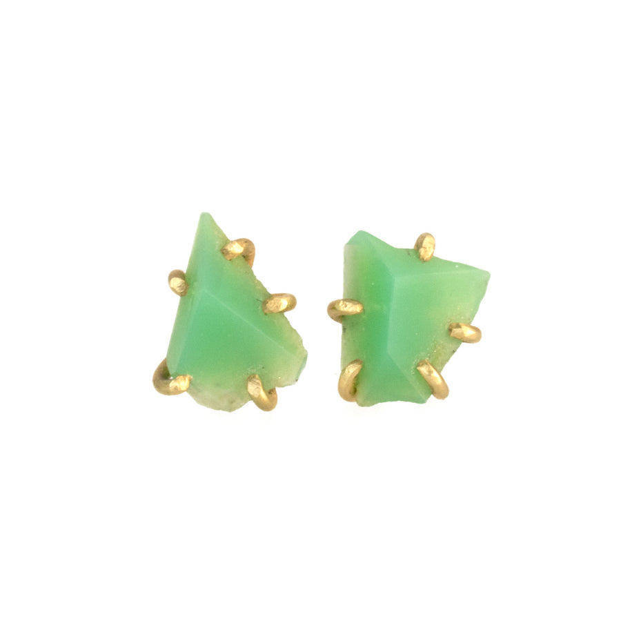 Australian Chrysoprase Small Stone Stud Earrings - 14k Gold + Chrysoprase