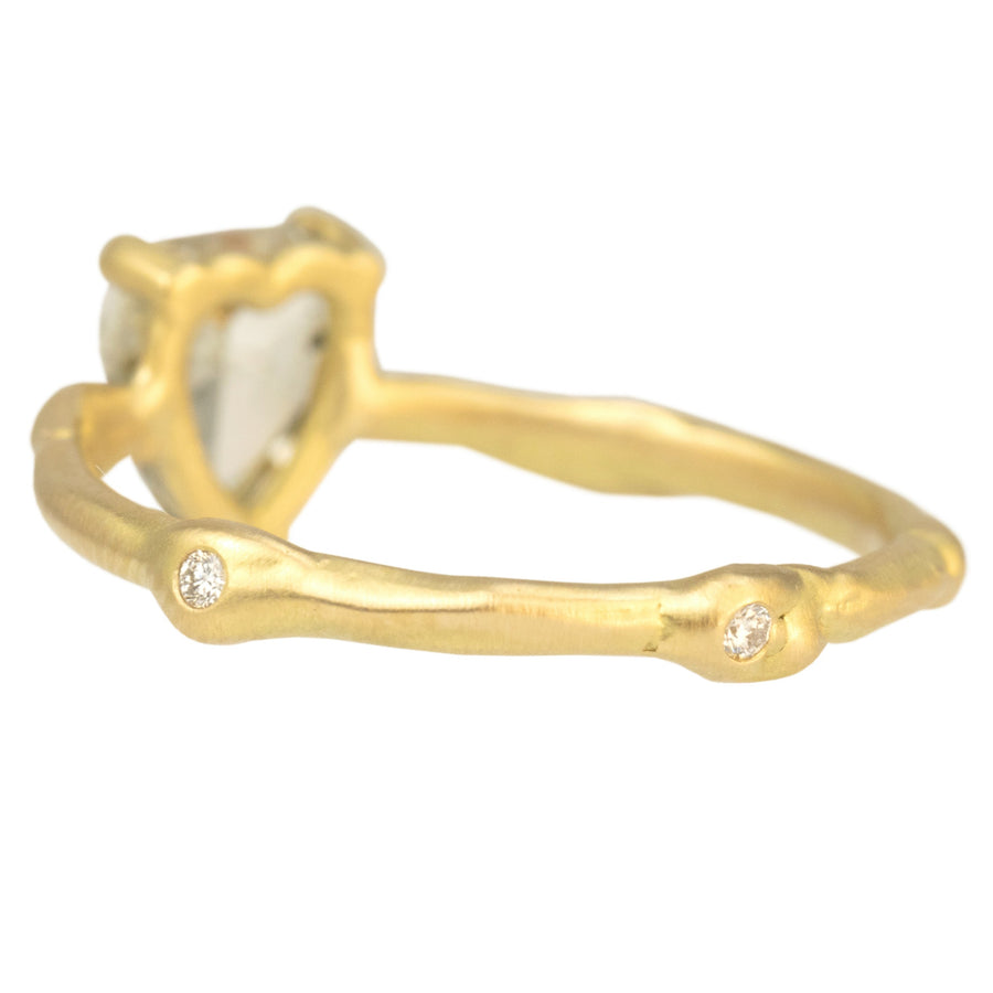 Salt and Pepper Diamond Pear Heart Ring - 18k Gold