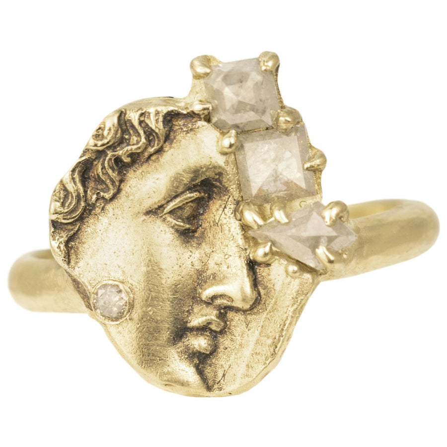 Athena Goddess Ring - 14k Gold + Diamonds