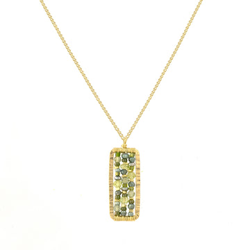 Vertical Abacus Necklace - 14k Gold Fill + Forest Mix Quartz
