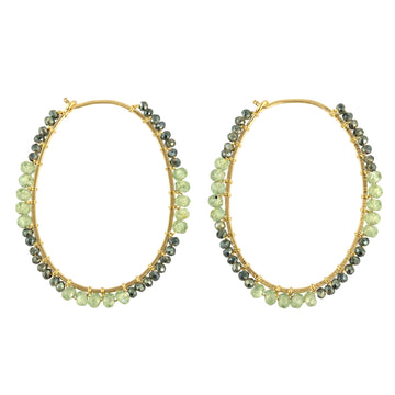 Forest Portal Earrings - 14k Gold Fill + Forest Mixed Quartz