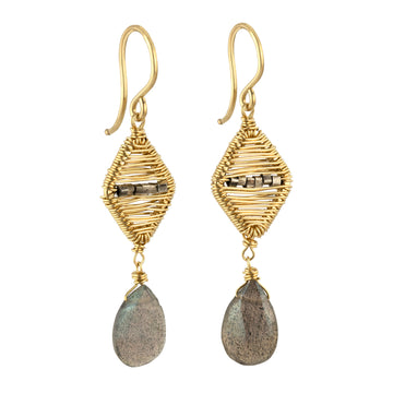 Mezzo Drop Earrings - 14k Gold Fill + Silver + Labradorite