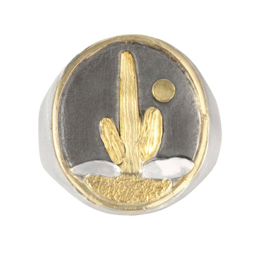 OOAK Saguaro Signet  - 22k Gold, 14k Gold + Sterling Silver
