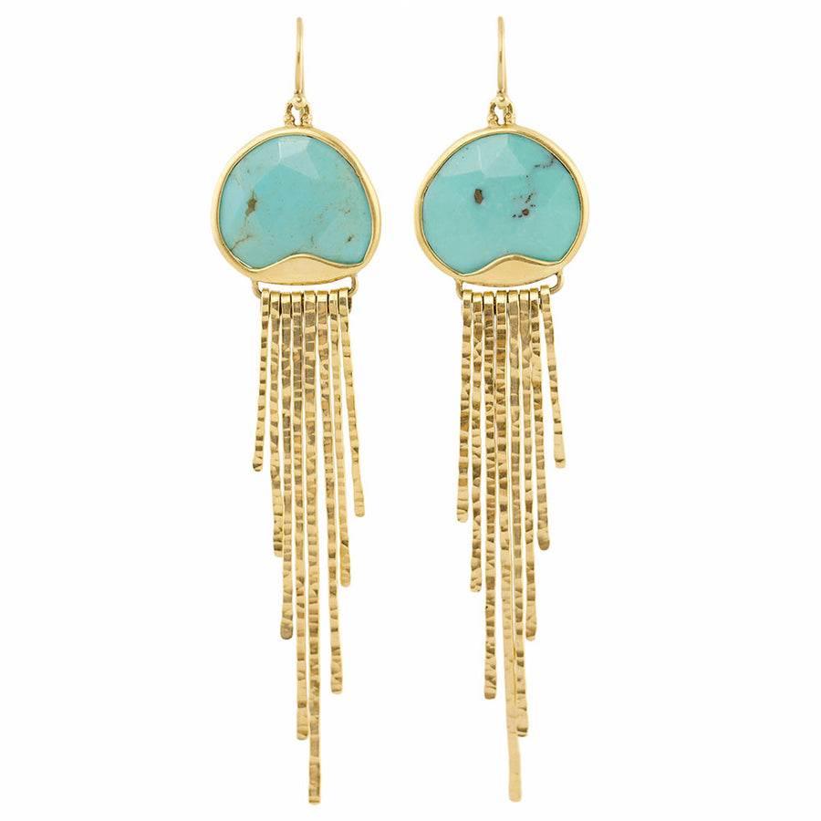 Jellyfish Earrings - 18k Gold + Kingman Turquoise