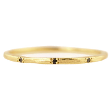 Black Diamond Skinny Stackable Band - 18k Gold