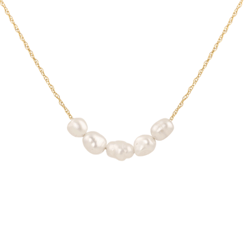 5 Tiny South Sea Keshi Pearl Necklace - 14k Gold