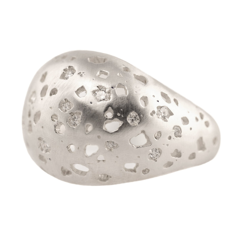 Shadow Dome Band with Diamond - Silver