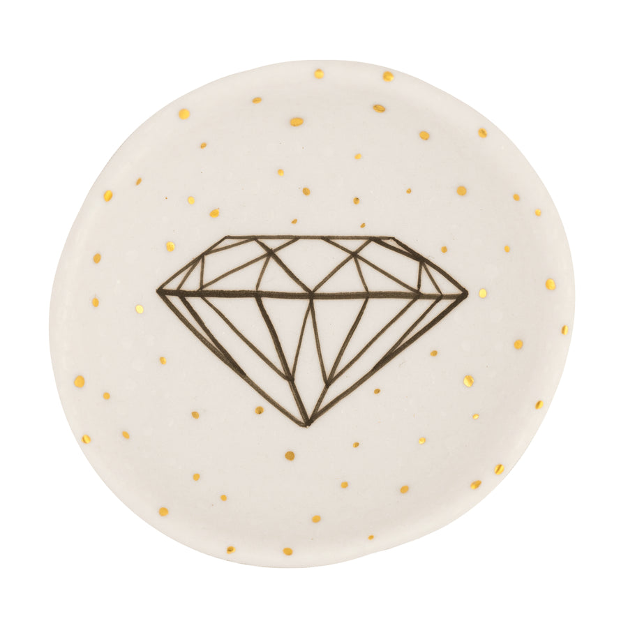 Large Diamond + Tiny Gold Dots Ring Dish