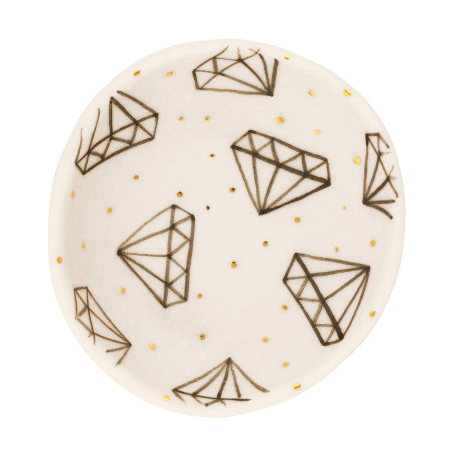 Diamonds + Tiny Gold Dots Ring Dish