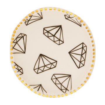Diamonds + Complete Gold Ribbed Rim Ring Dish