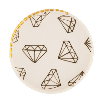 Diamonds + Quarter Gold Ribbed Ring Dish
