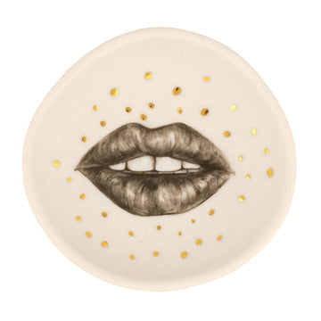 Lips + Gold Dot Ring Dish
