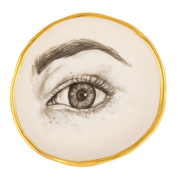 Woman's Eye + Solid Gold Rim Ring Dish