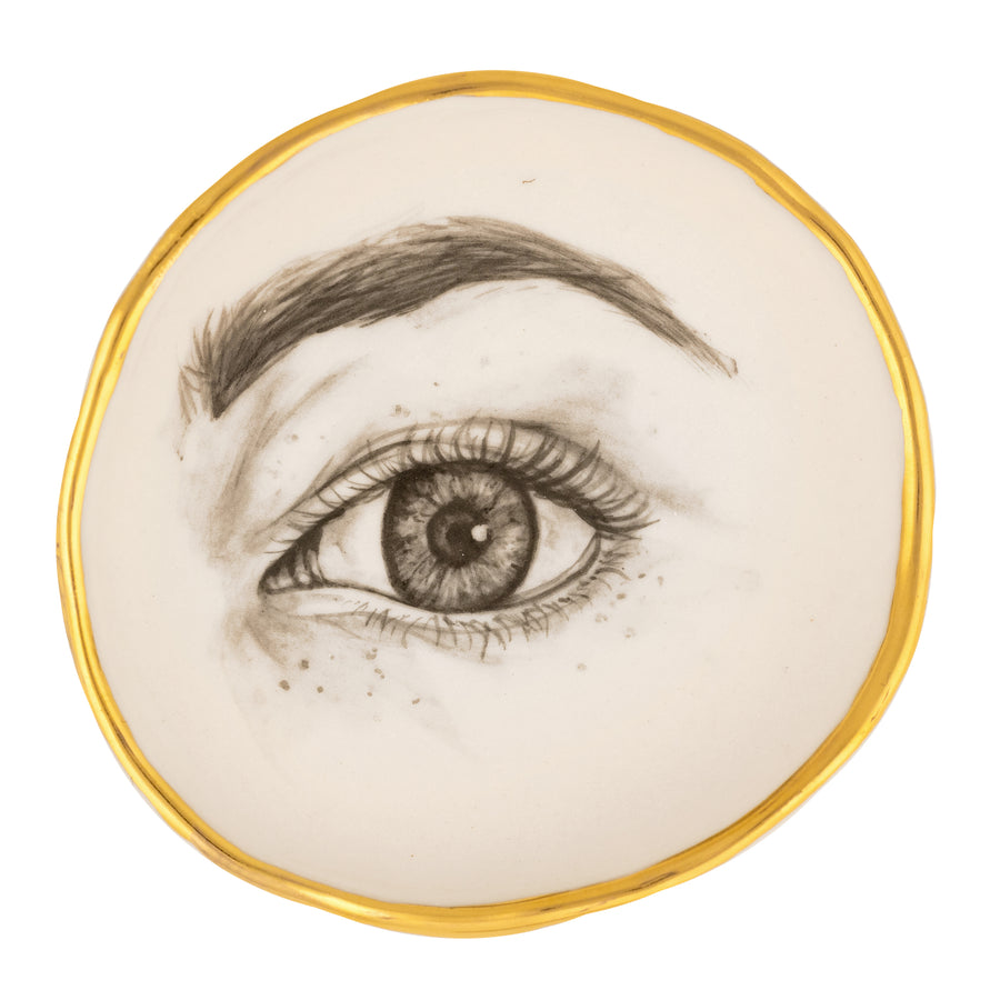 Woman's Eye + Solid Gold Rim Ring Dish