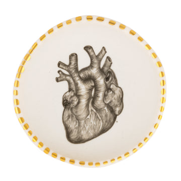 Heart + Complete Gold Ribbed Rim Ring Dish