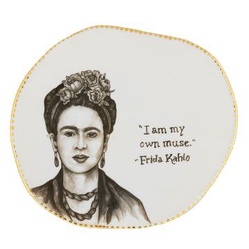 Frida Kahlo Wall-Decor Plate with Gold Ribbed Edge