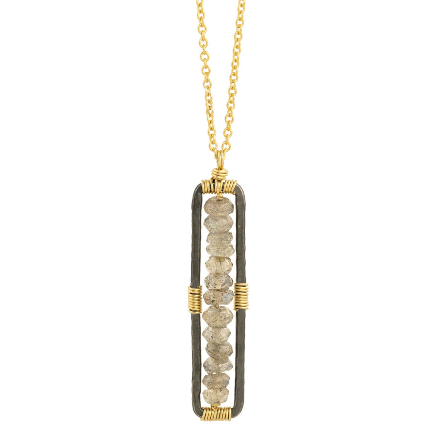 Labradorite Vertical Bar Necklace - 14k Gold Fill +  Labradorite