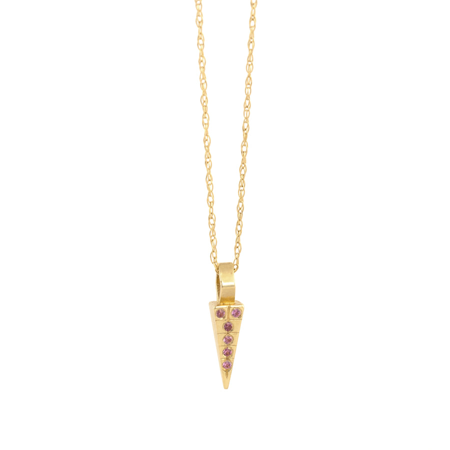 Charmed Dagger Pink Sapphire Necklace - 14ky + Sapphires