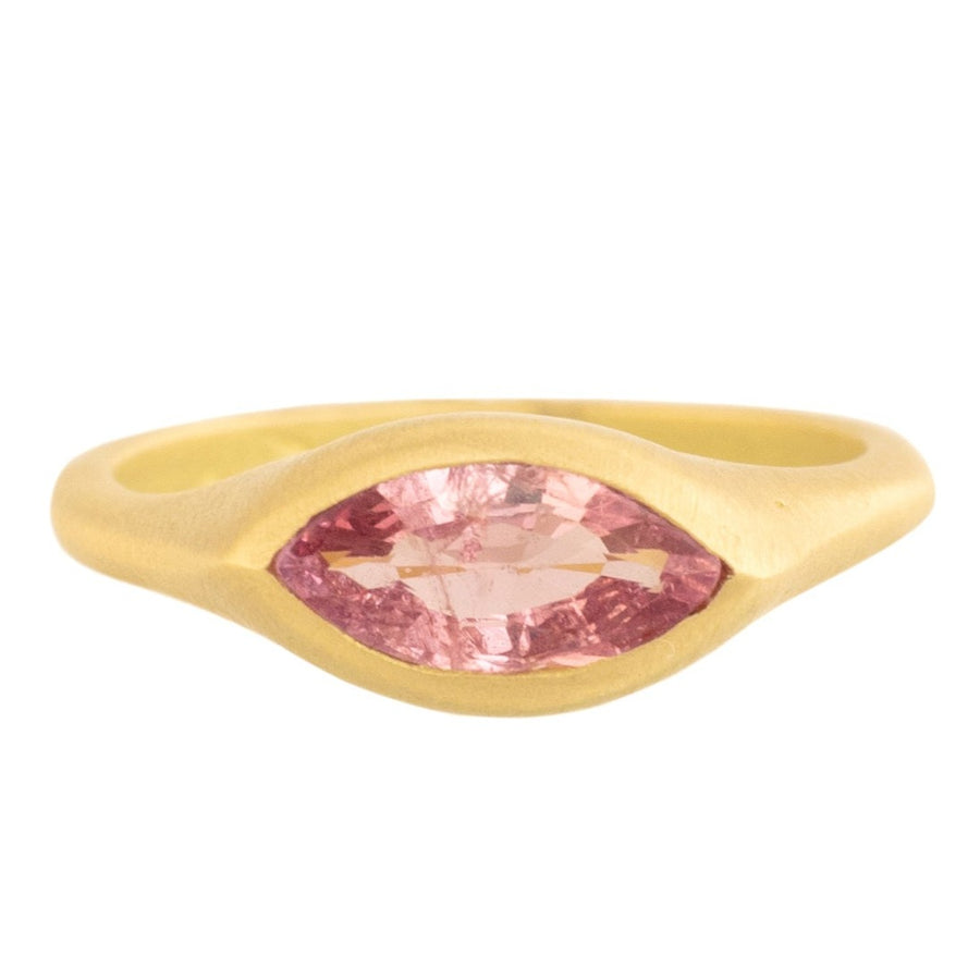 Hot Pink Marquise Tourmaline Ring - 18ky Gold + Tourmaline