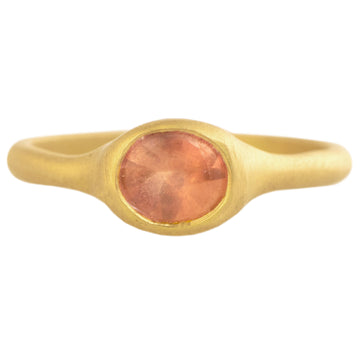 Oval Pink Sapphire Ring - 18ky Gold
