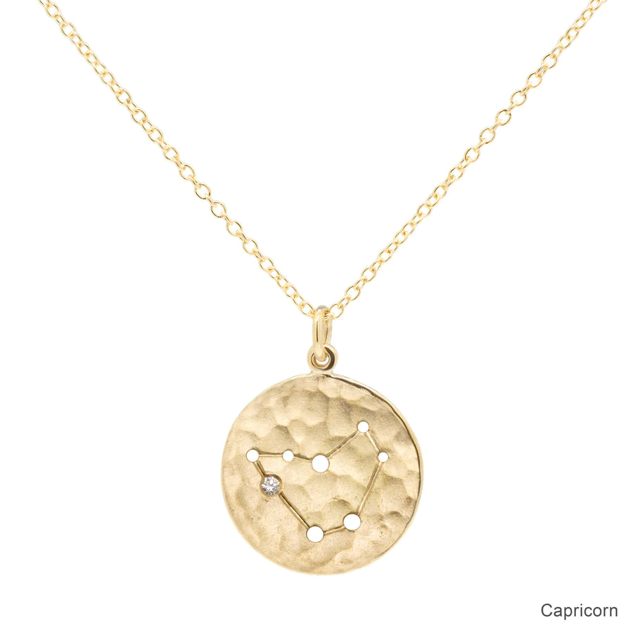 Celestial Sign Necklaces - 18k Gold + Diamond