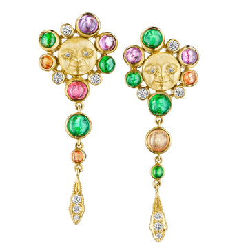 Chrome Tourmaline Star Stud Earrings - 18ky, Tourmaline + Diamonds