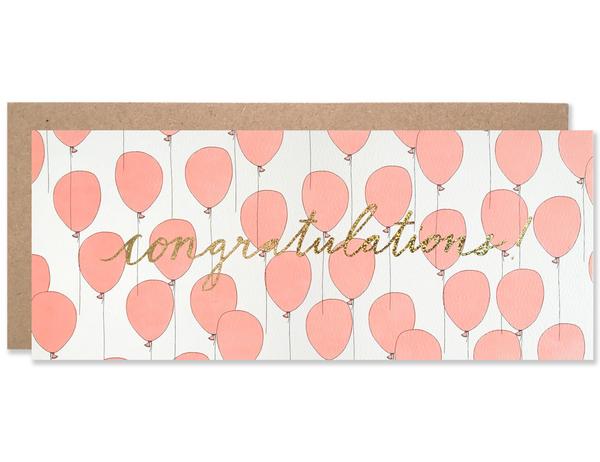 “Congratulations” Balloon And Gold Glitter Foil Card