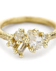 Contrast Cut Diamond Cluster Ring - 18k Gold + White + Champagne Diamonds