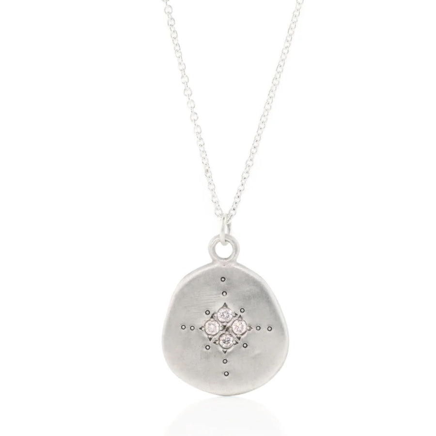 Organic Four Star Pendant - Sterling Silver + Diamond