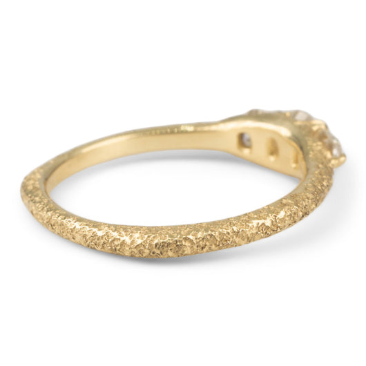 3 Stone Old Mine Cut Diamond Ring - 18k Gold + Diamonds Sz 7