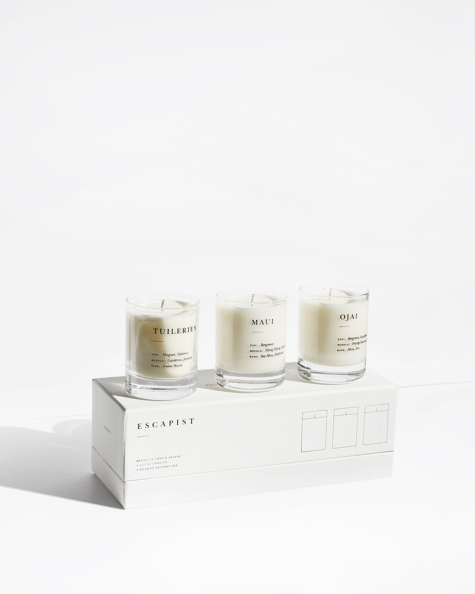 Escapist Votive Candle Set in Tuileries, Maui, &amp; Santorini