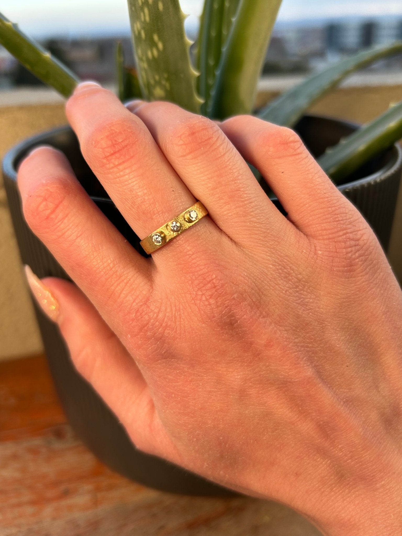 Golden Terra Band - 18k Gold + Reclaimed Diamonds - KMJ Kate Maller Jewelry Jewelry - Rings