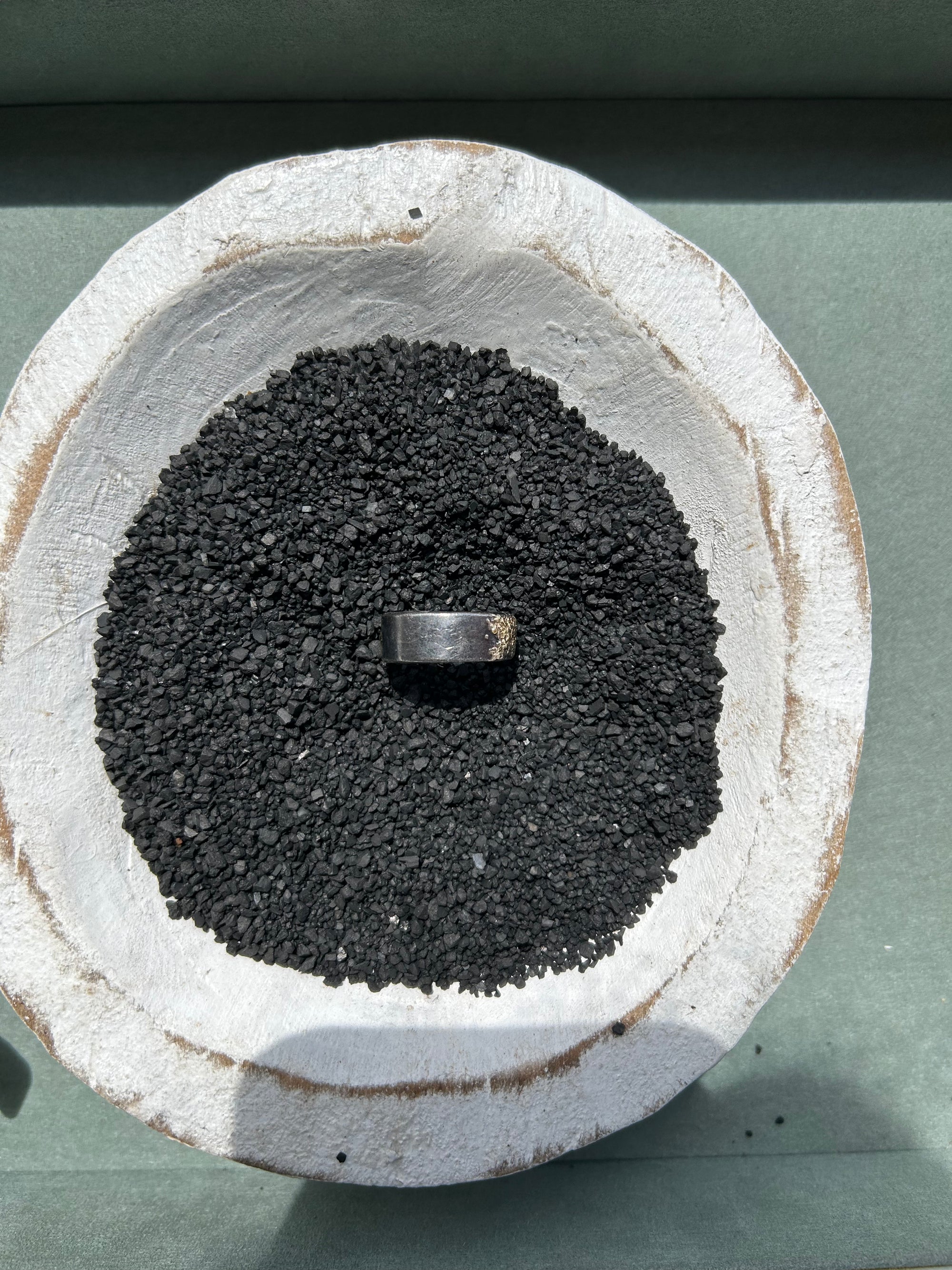 Stay Golden Band - 18k gold, Oxidized Silver, Reclaimed Brilliant Diamonds + Black Diamonds