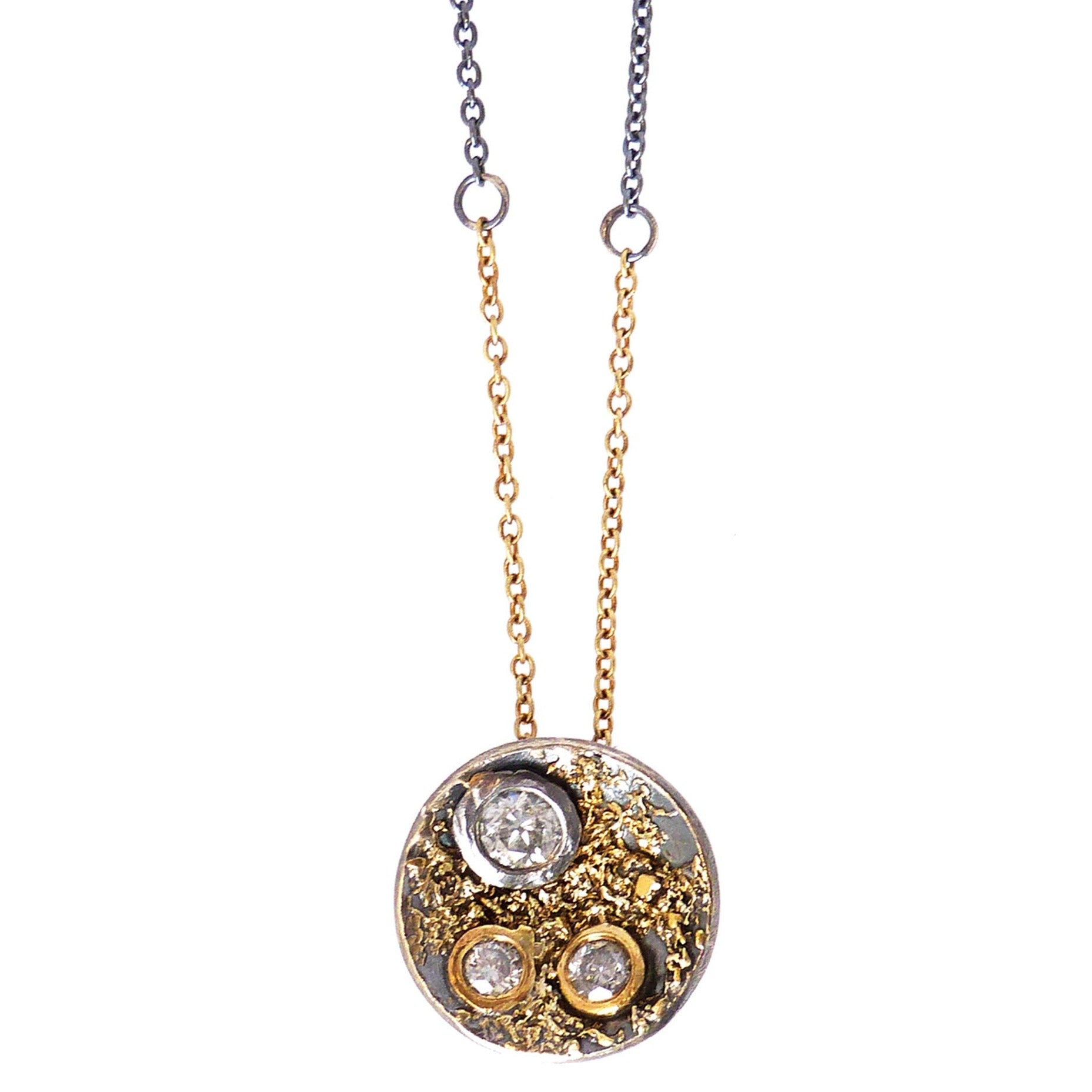 Jolene Necklace - 22k/18k Gold, Oxidized Silver + Diamonds