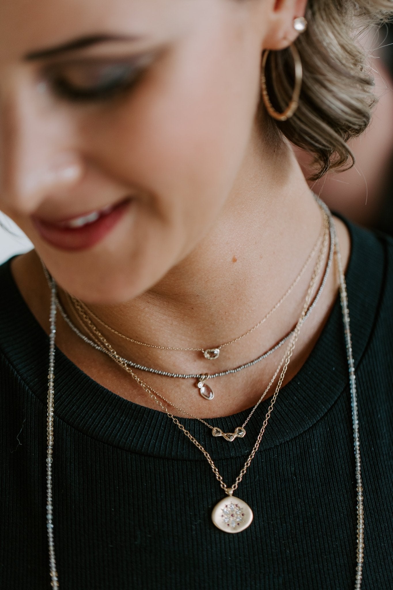 Mirage Trio Pendant - 14ky + Diamonds - KMJ Emilie Shapiro Fine Jewelry - Necklaces