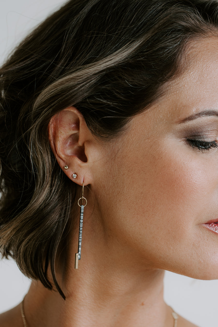 Classic Aspen Earrings - 18k gold, Oxidized Silver + Reclaimed Diamonds