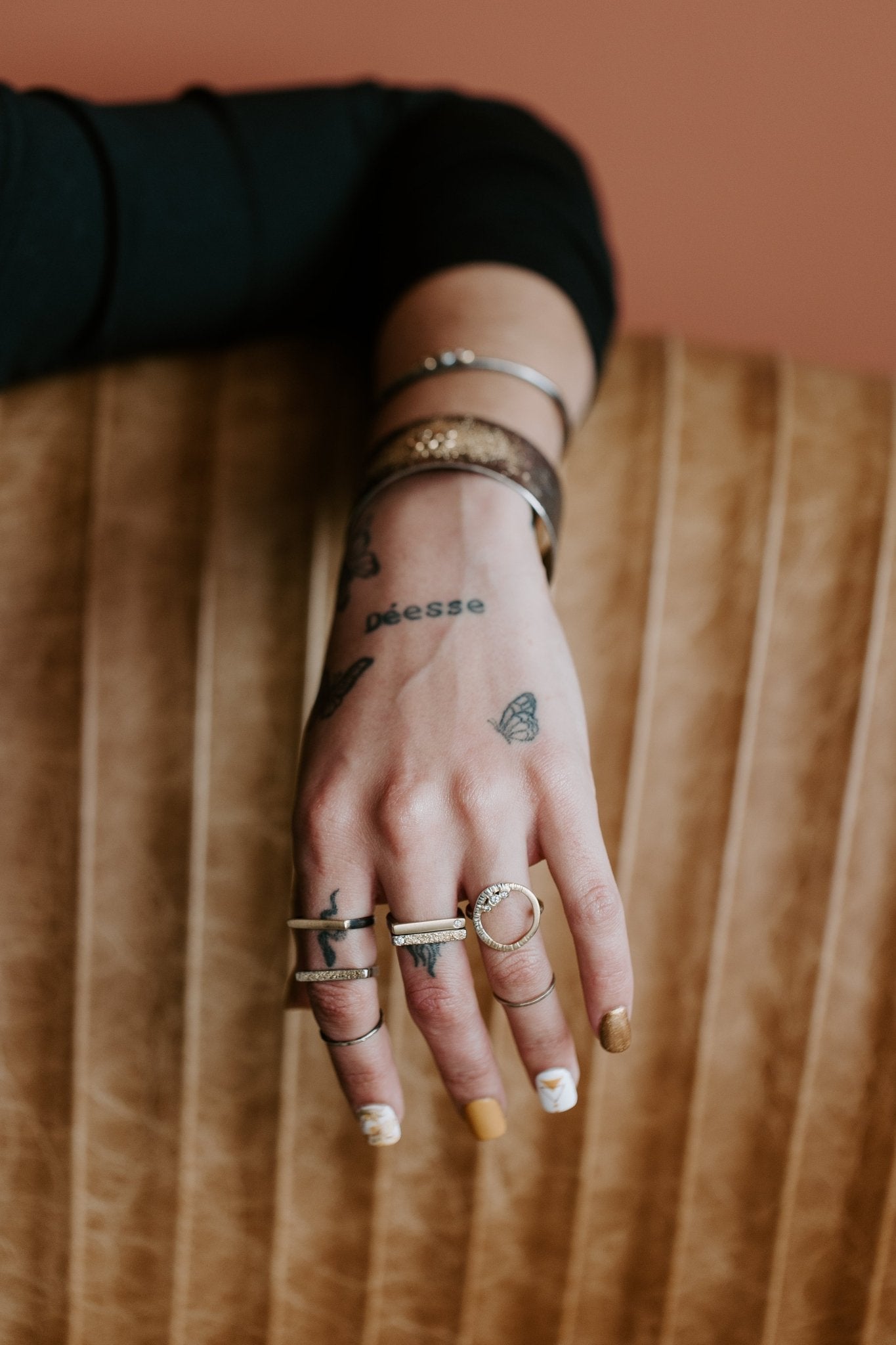 Turning Aspen Ring- 18ky Gold, 14kpw Gold, Oxidized Silver + Reclaimed Diamonds - KMJ Kate Maller Jewelry Jewelry - Rings