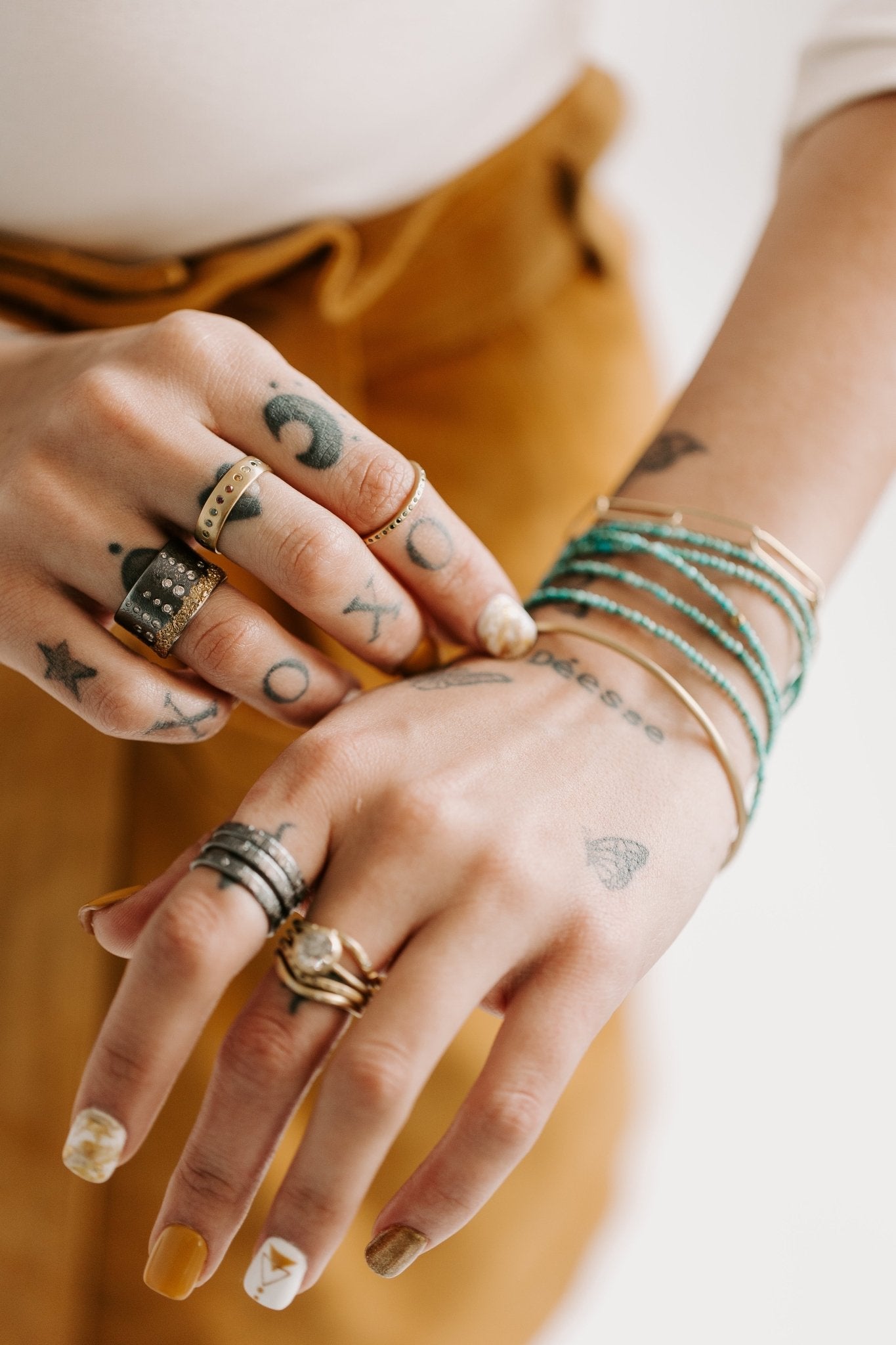 City Lights Band - 22k Gold, Oxidized Silver + Reclaimed Diamonds - KMJ Kate Maller Jewelry Jewelry - Rings