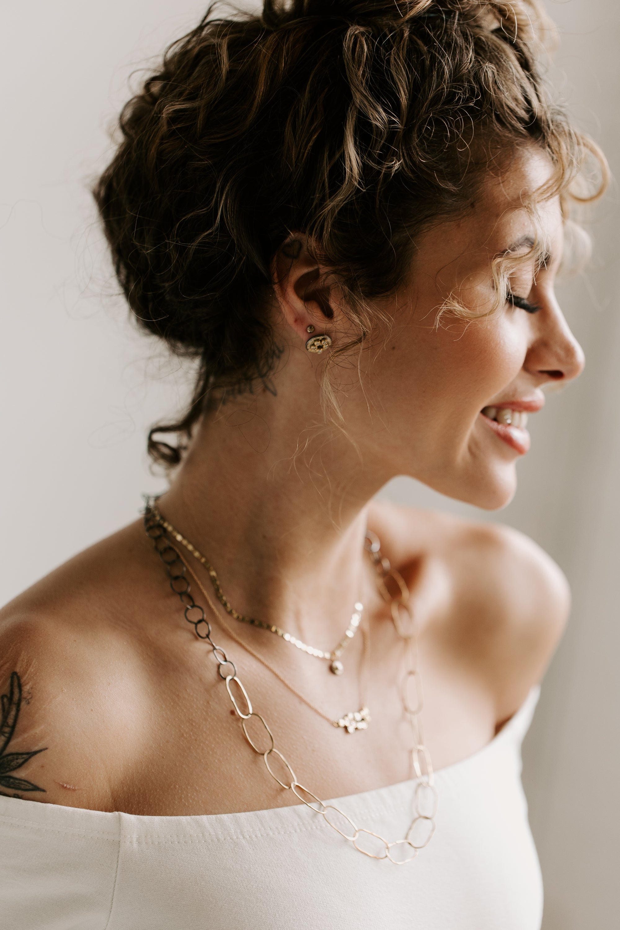 Breezy Chain Link Necklace - 18k Gold + Oxidized Silver