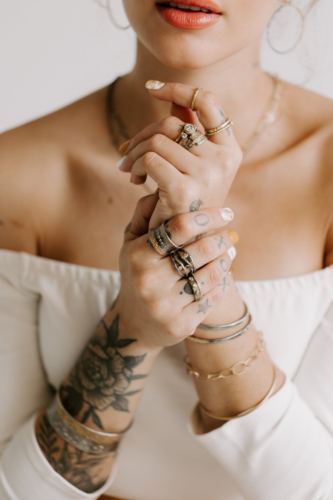 Flared Spring Ring - 22k Gold, Oxidized Silver + Reclaimed diamonds - KMJ Kate Maller Jewelry Jewelry - Rings