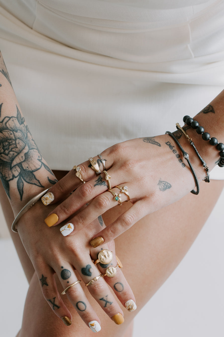 Gold Moonface Stacking Ring - 18k Gold + Diamonds